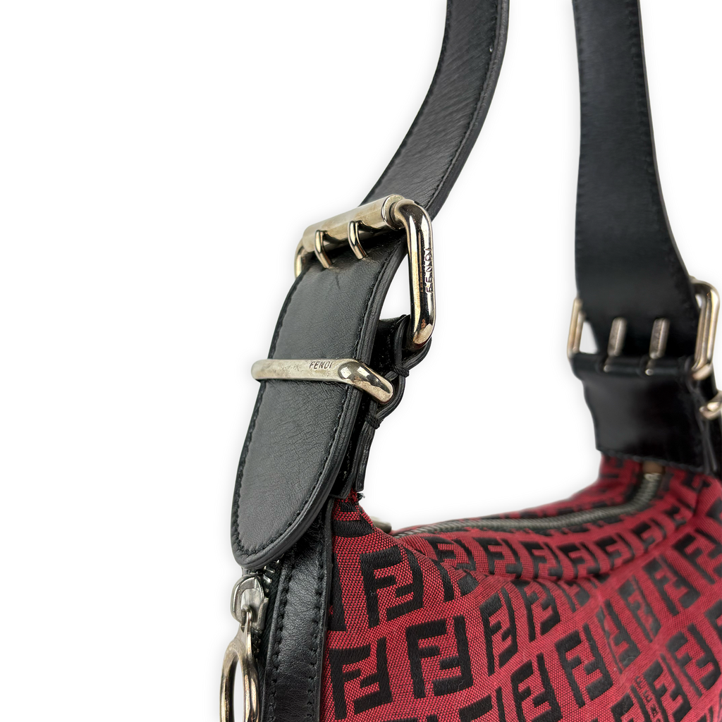 Fendi Red Zucchino Canvas Oyster Bag