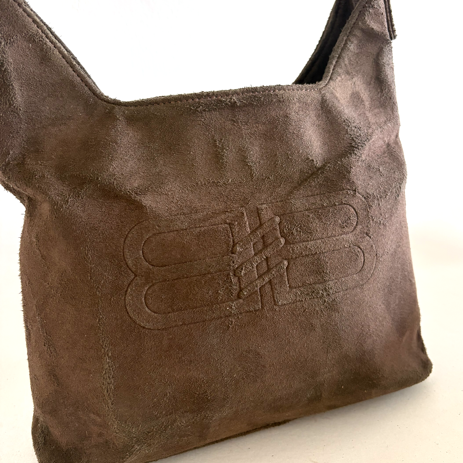 Balenciaga Shoulder Bag Suede Brown