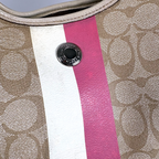 Coach Beige Pink Stripe Bag