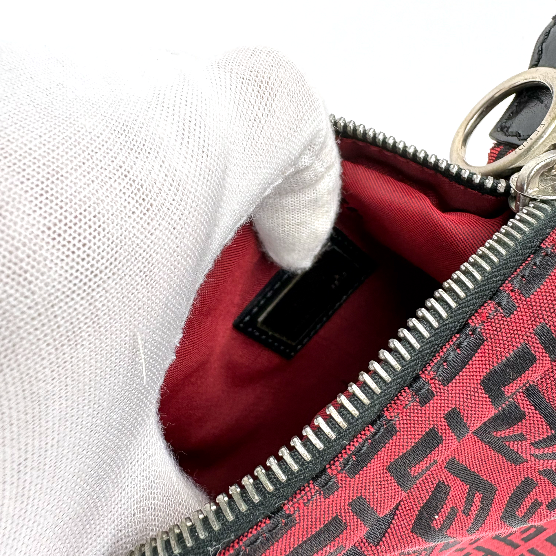 Fendi Red Zucchino Canvas Oyster Bag