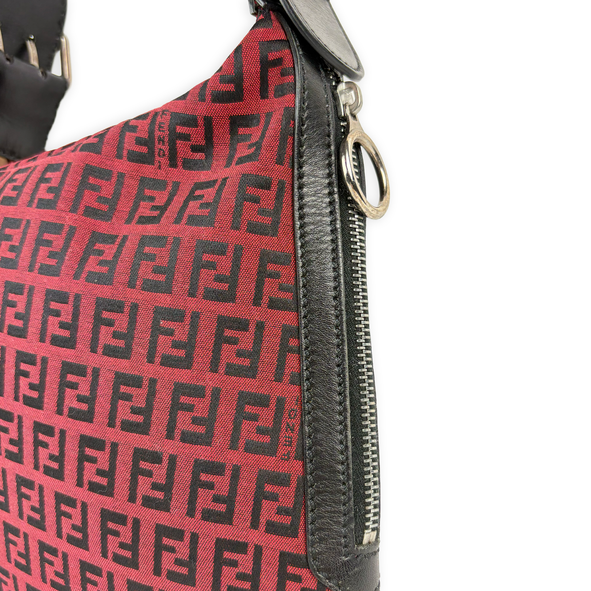 Fendi Red Zucchino Canvas Oyster Bag