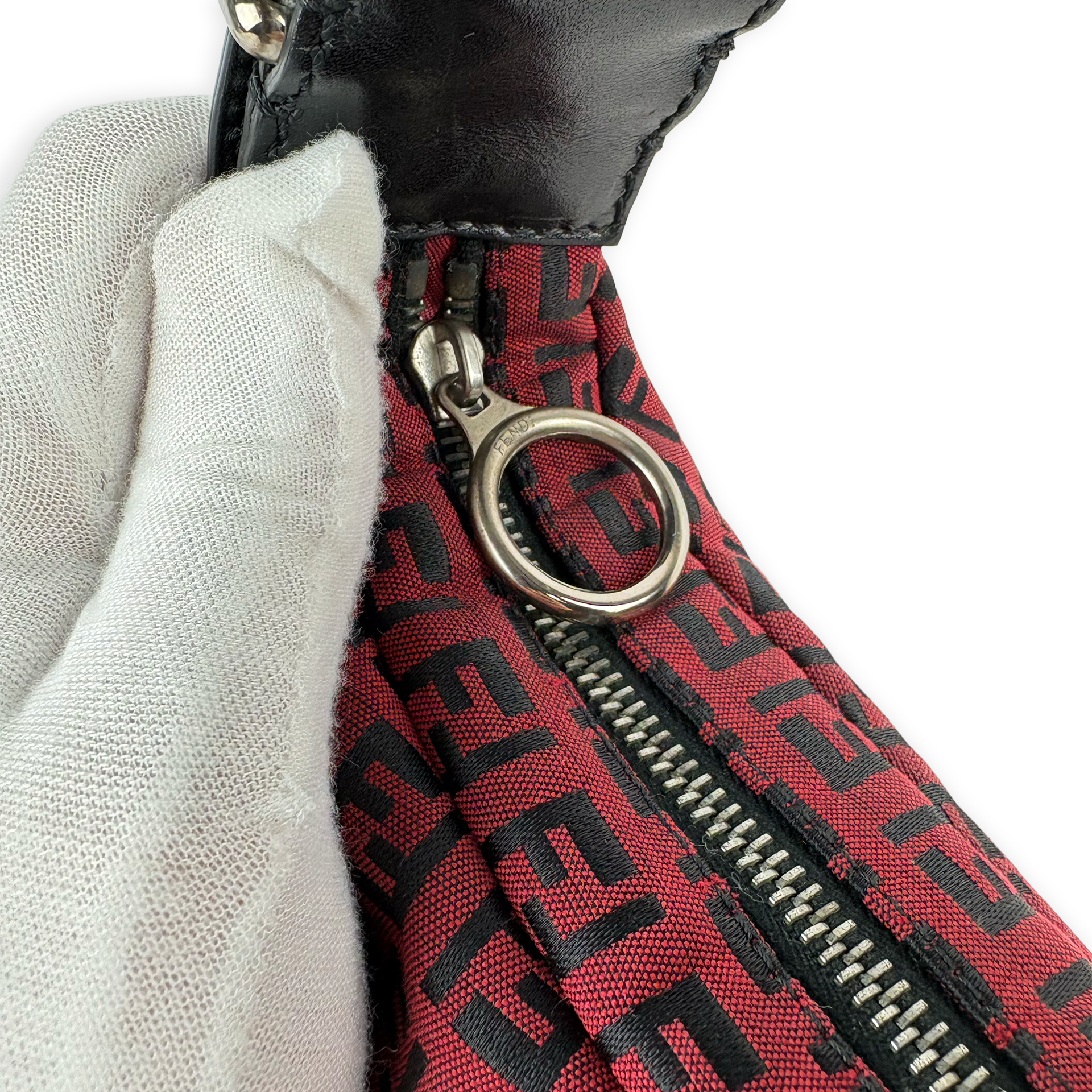 Fendi Red Zucchino Canvas Oyster Bag