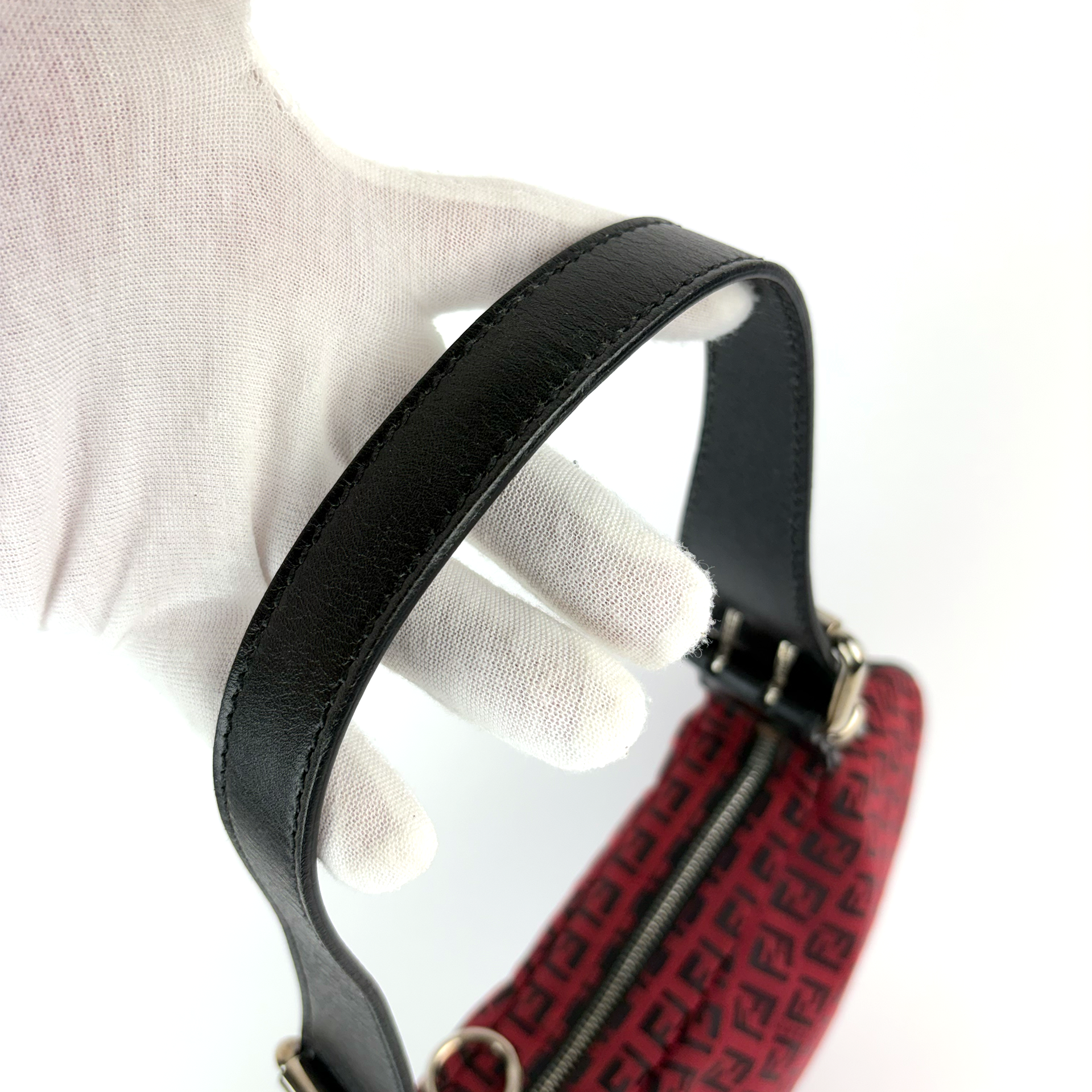 Fendi Red Zucchino Canvas Oyster Bag