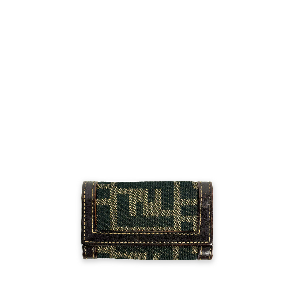 Fendi Brown Leather Zucca Six Keyholder