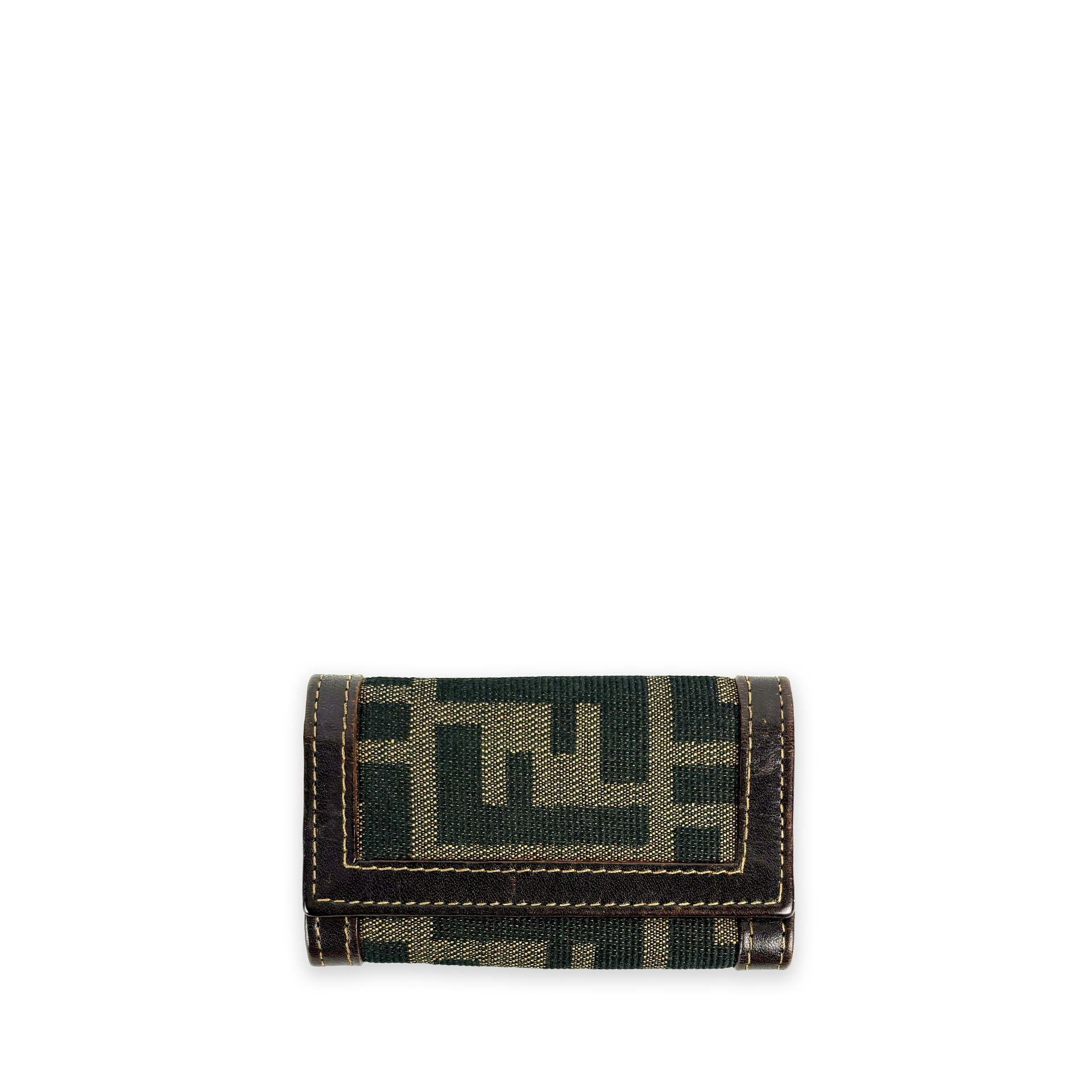 Fendi Brown Leather Zucca Six Keyholder