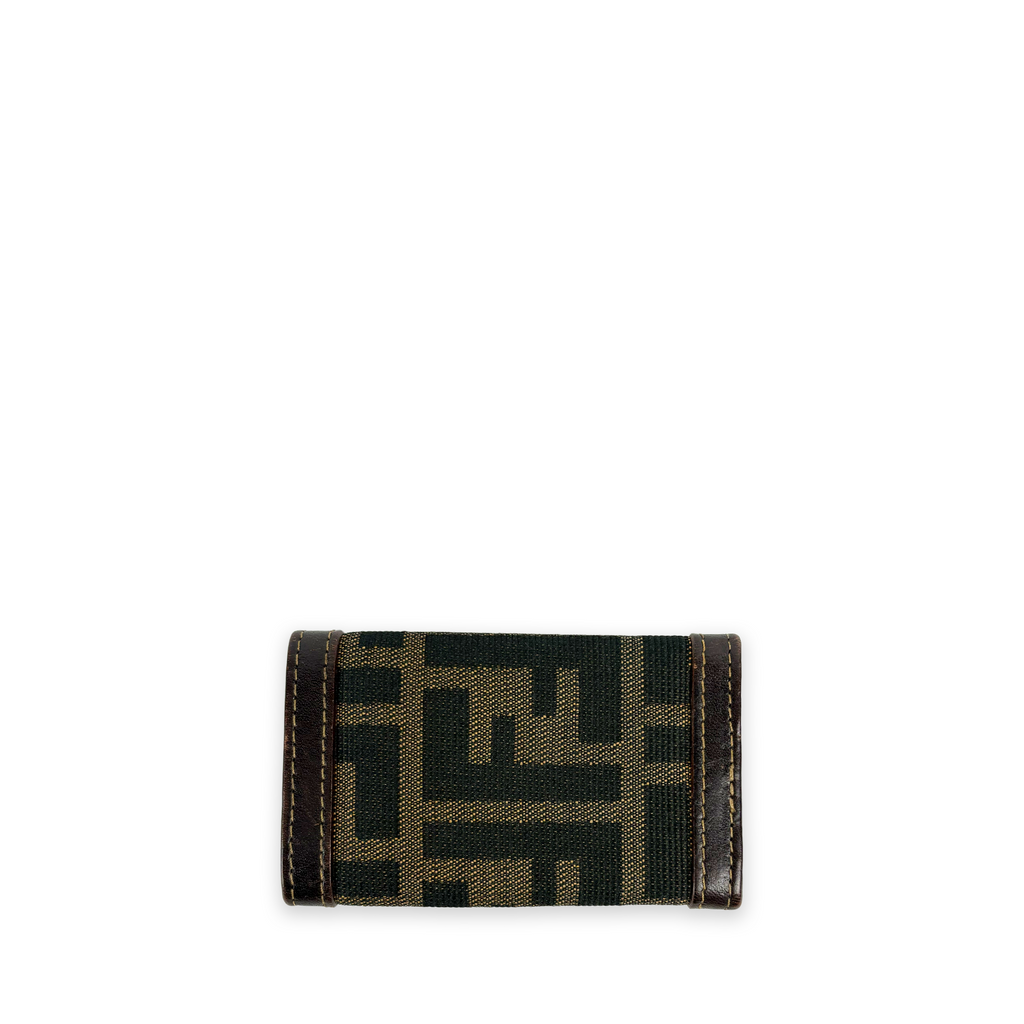 Fendi Brown Leather Zucca Six Keyholder
