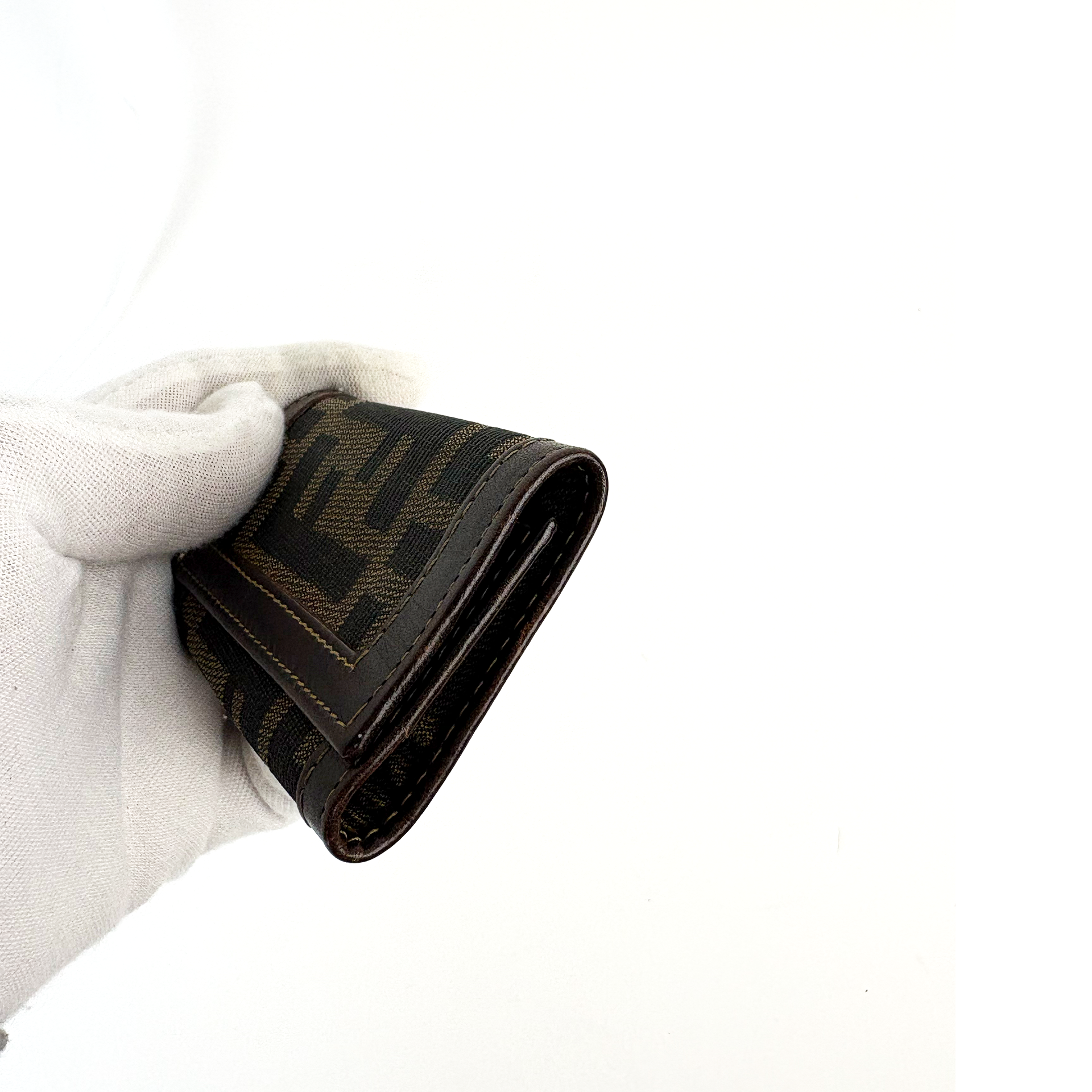 Fendi Brown Leather Zucca Six Keyholder