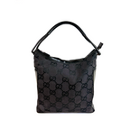 GUCCI GG Canvas Shoulder Bag Nylon Black Silver