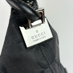 GUCCI GG Canvas Shoulder Bag Nylon Black Silver