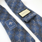 Gucci Navy Blue GG Pattern Silk Tie