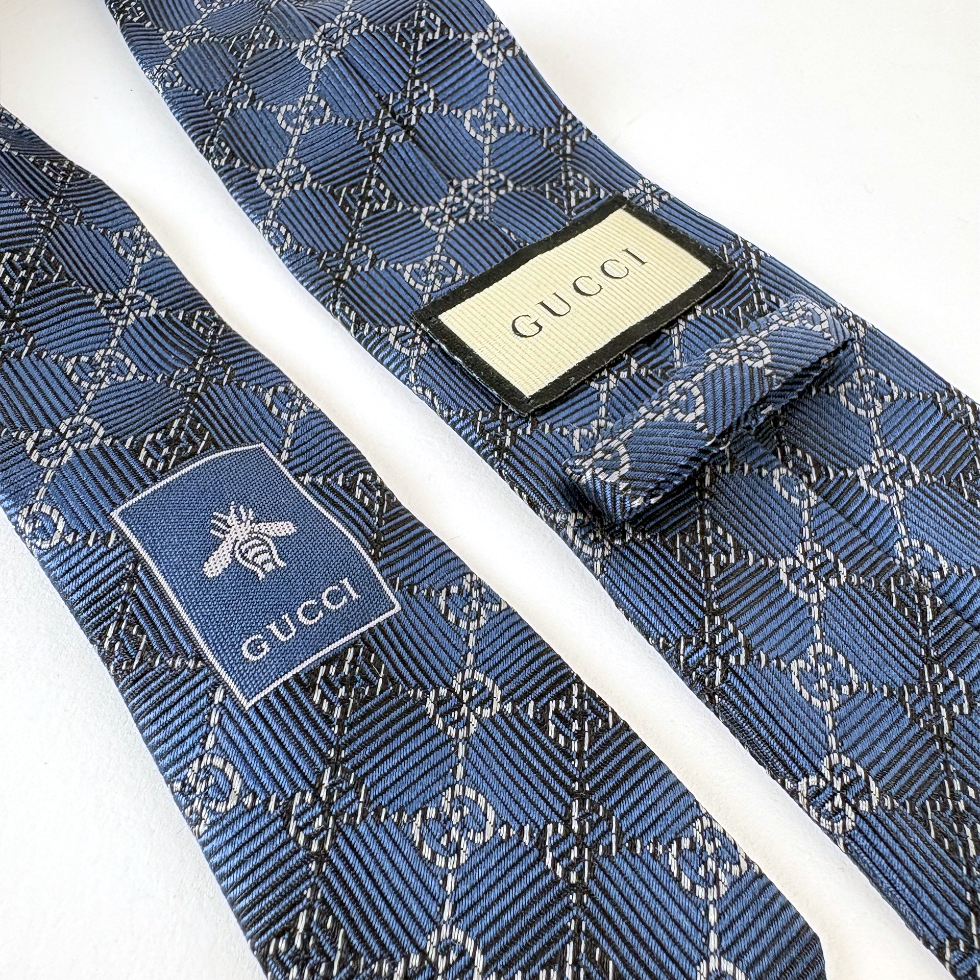 Gucci Navy Blue GG Pattern Silk Tie