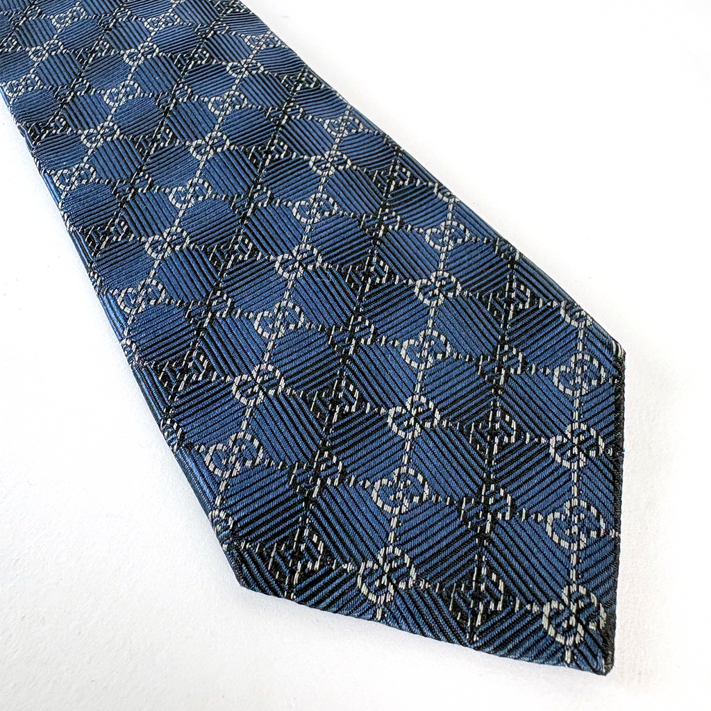 Gucci Navy Blue GG Pattern Silk Tie