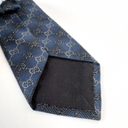 Gucci Navy Blue GG Pattern Silk Tie