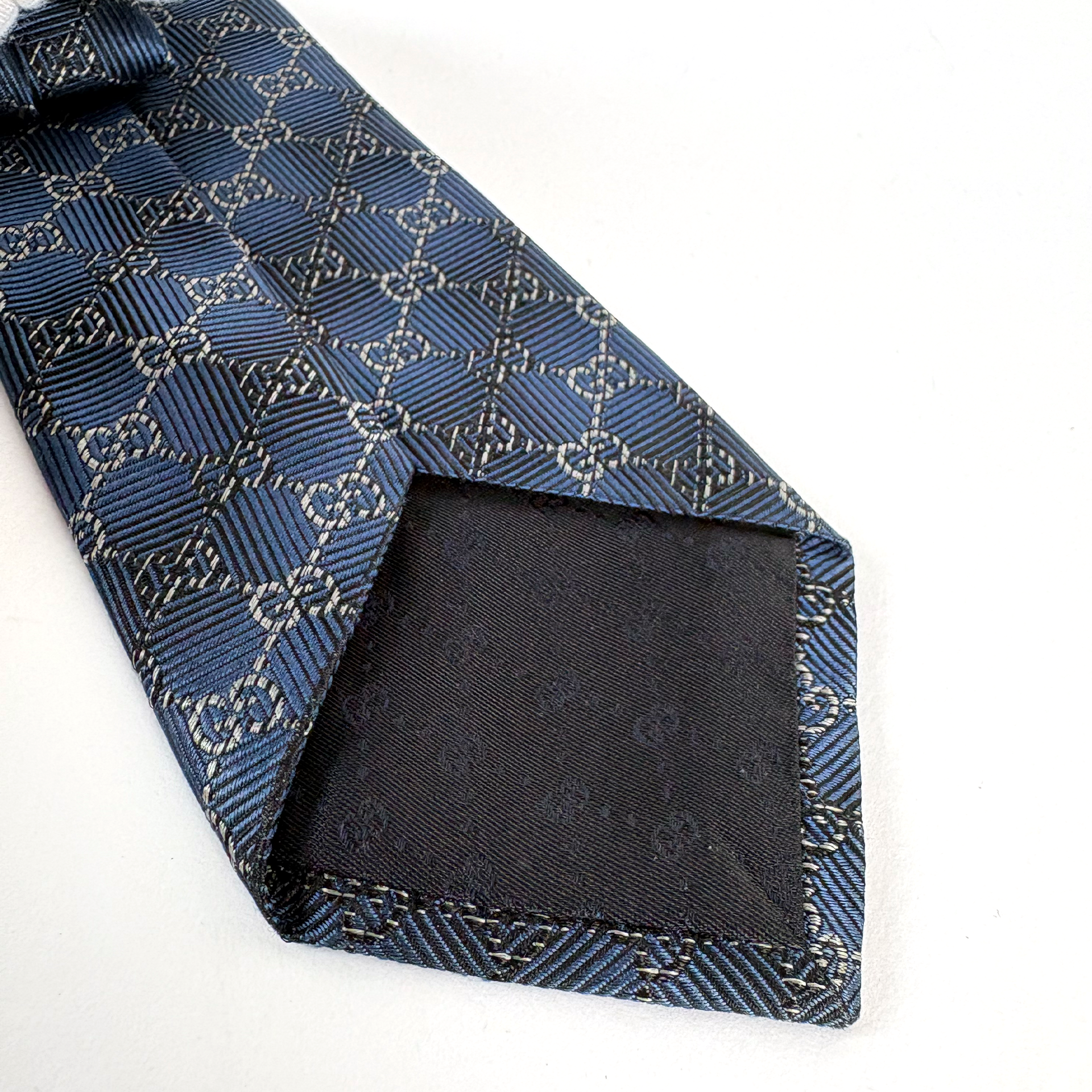 Gucci Navy Blue GG Pattern Silk Tie