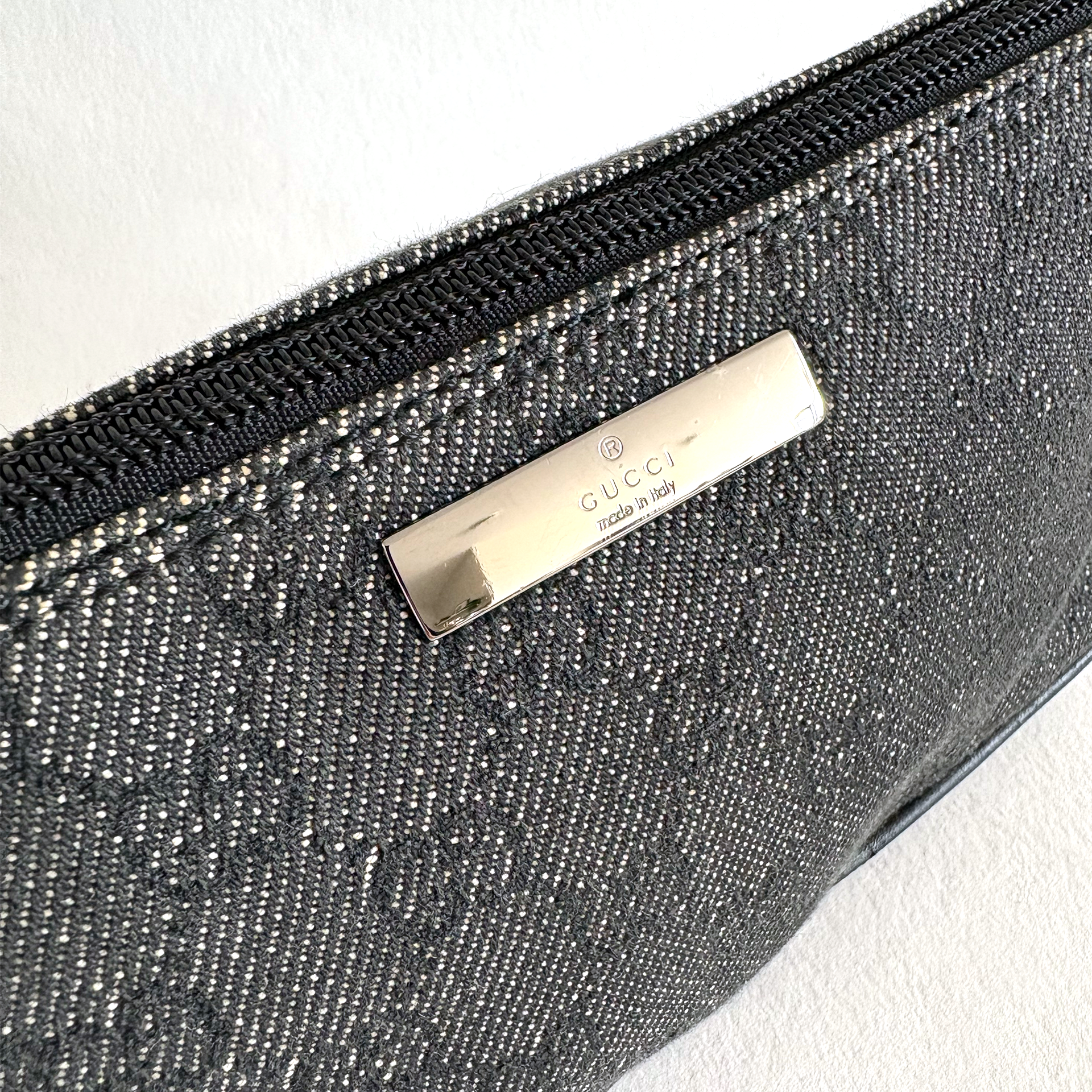 Gucci GG Denim Boat Bag Black