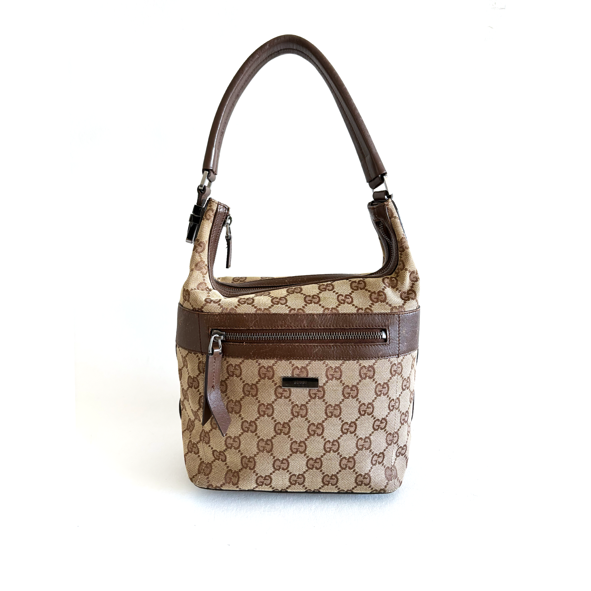 Gucci Brown GG Canvas Shoulder Bag Beige