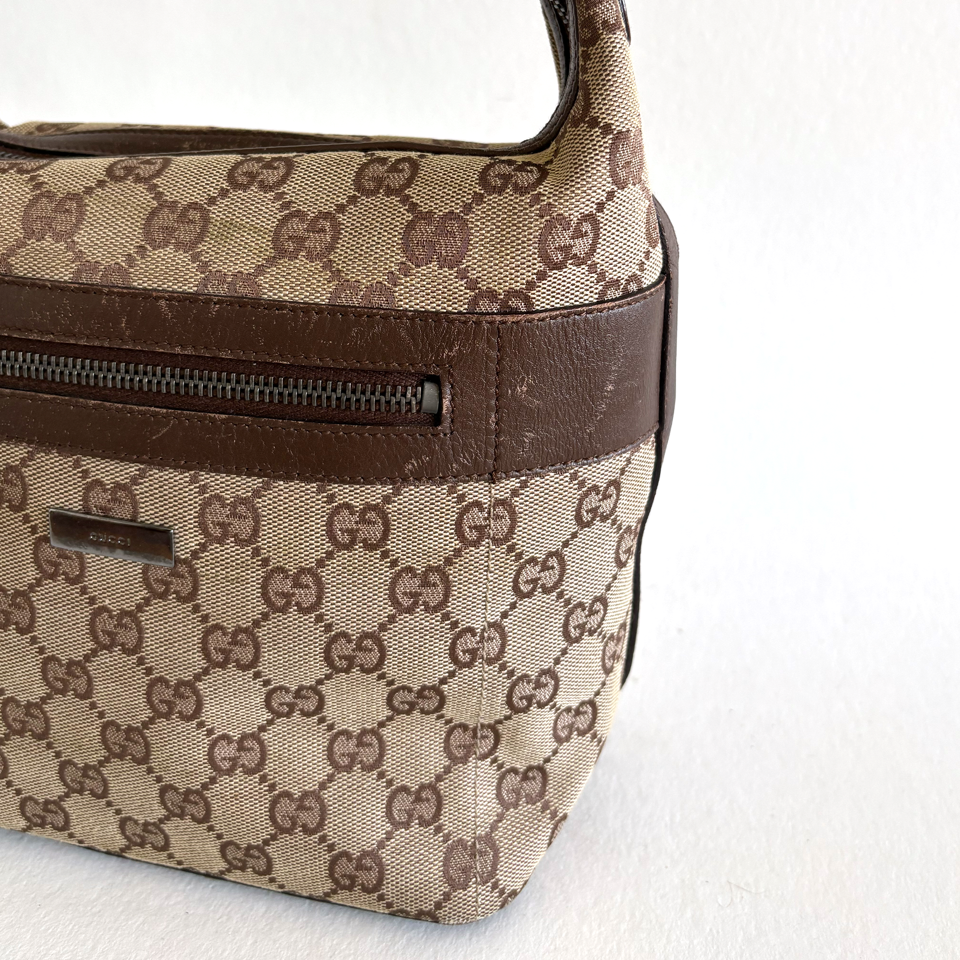 Gucci Brown GG Canvas Shoulder Bag Beige