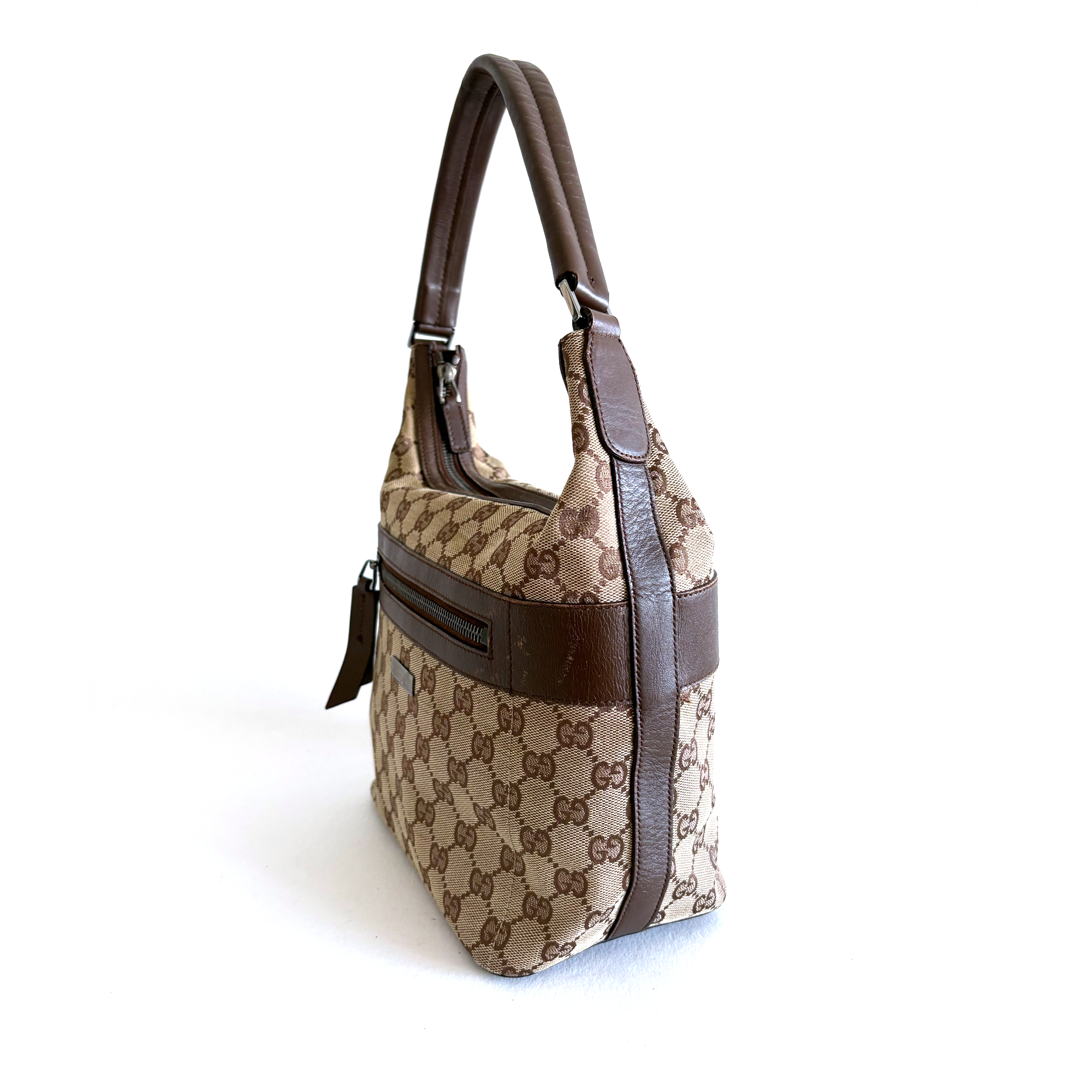 Gucci Brown GG Canvas Shoulder Bag Beige