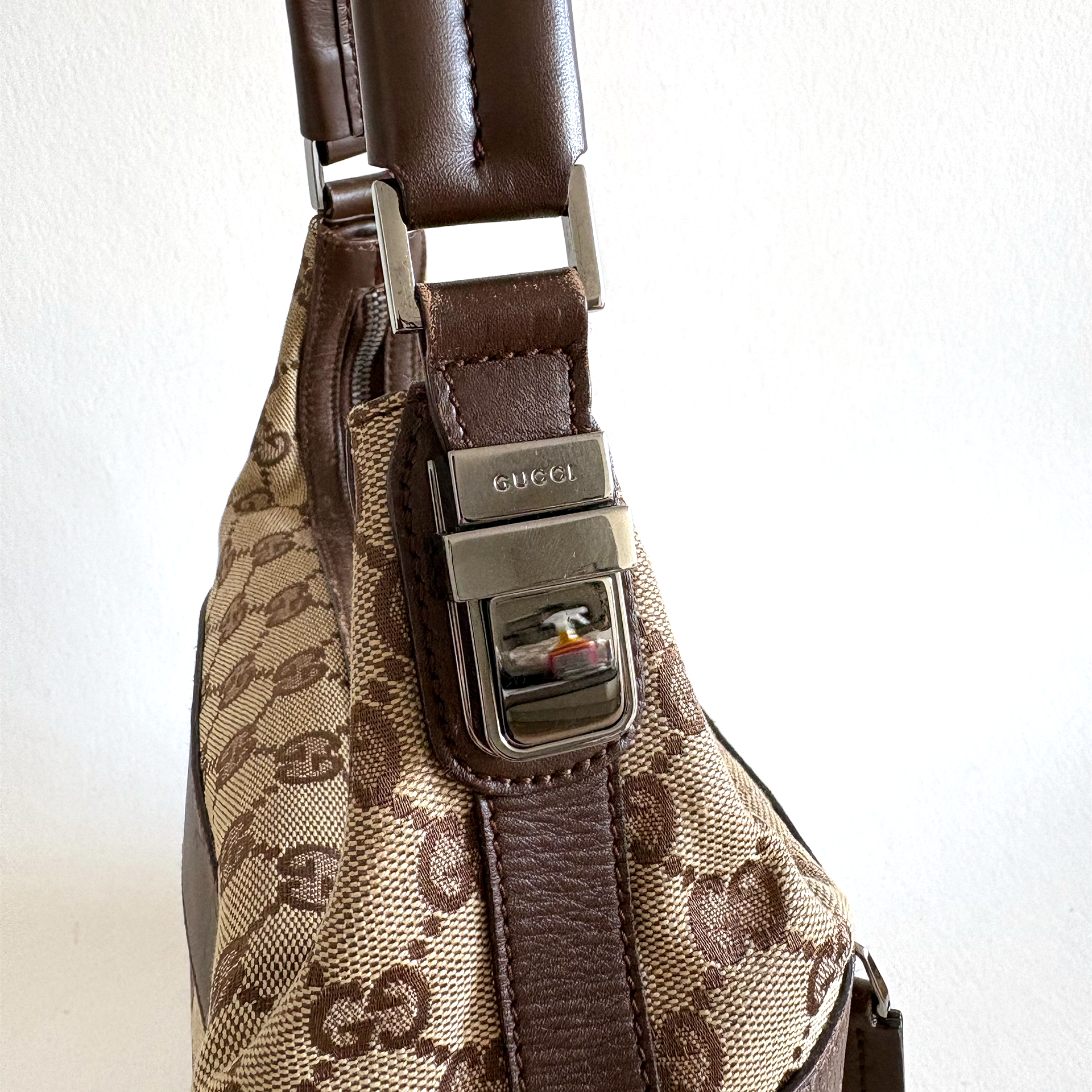 Gucci Brown GG Canvas Shoulder Bag Beige