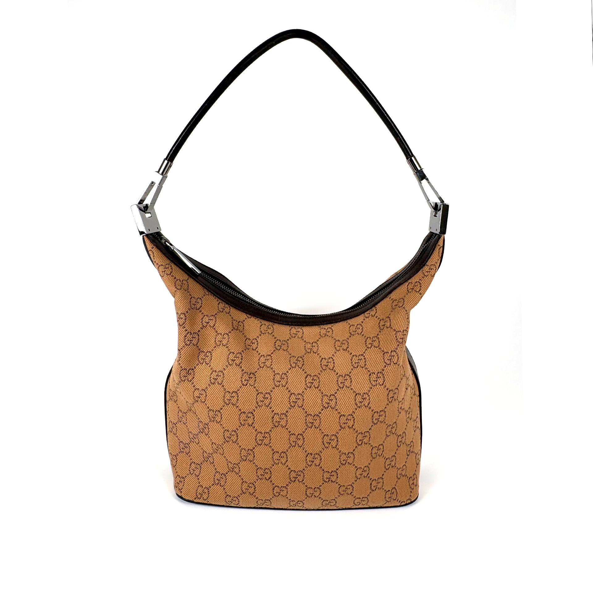 Gucci GG Jacquard Clasp Hobo Beige