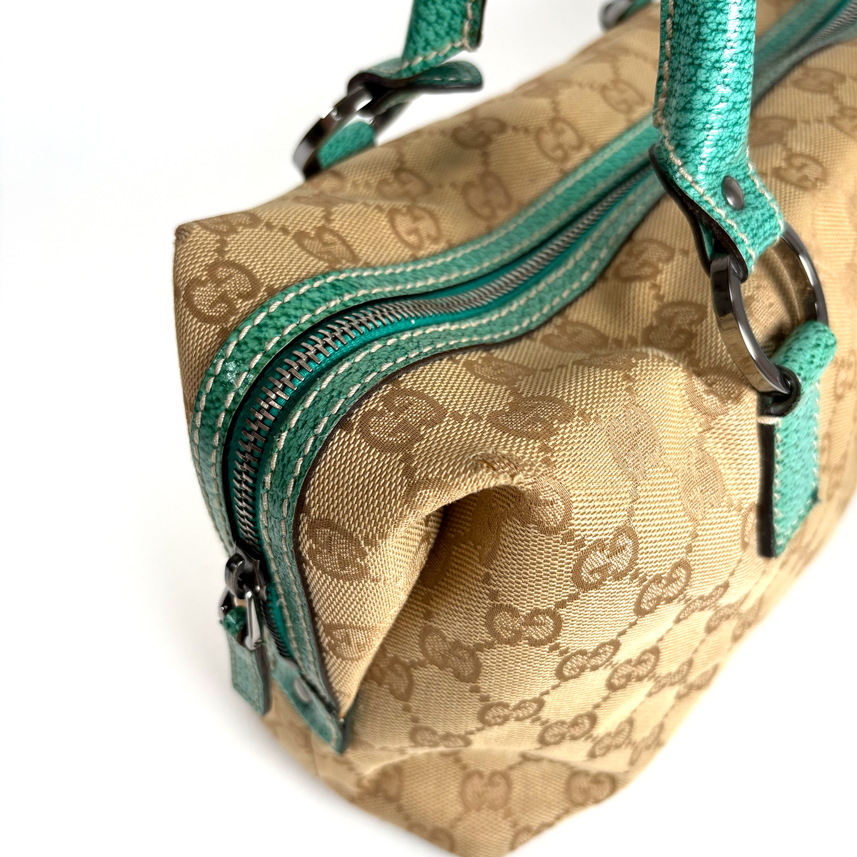 Gucci GG Canvas Boston Bag Turquoise