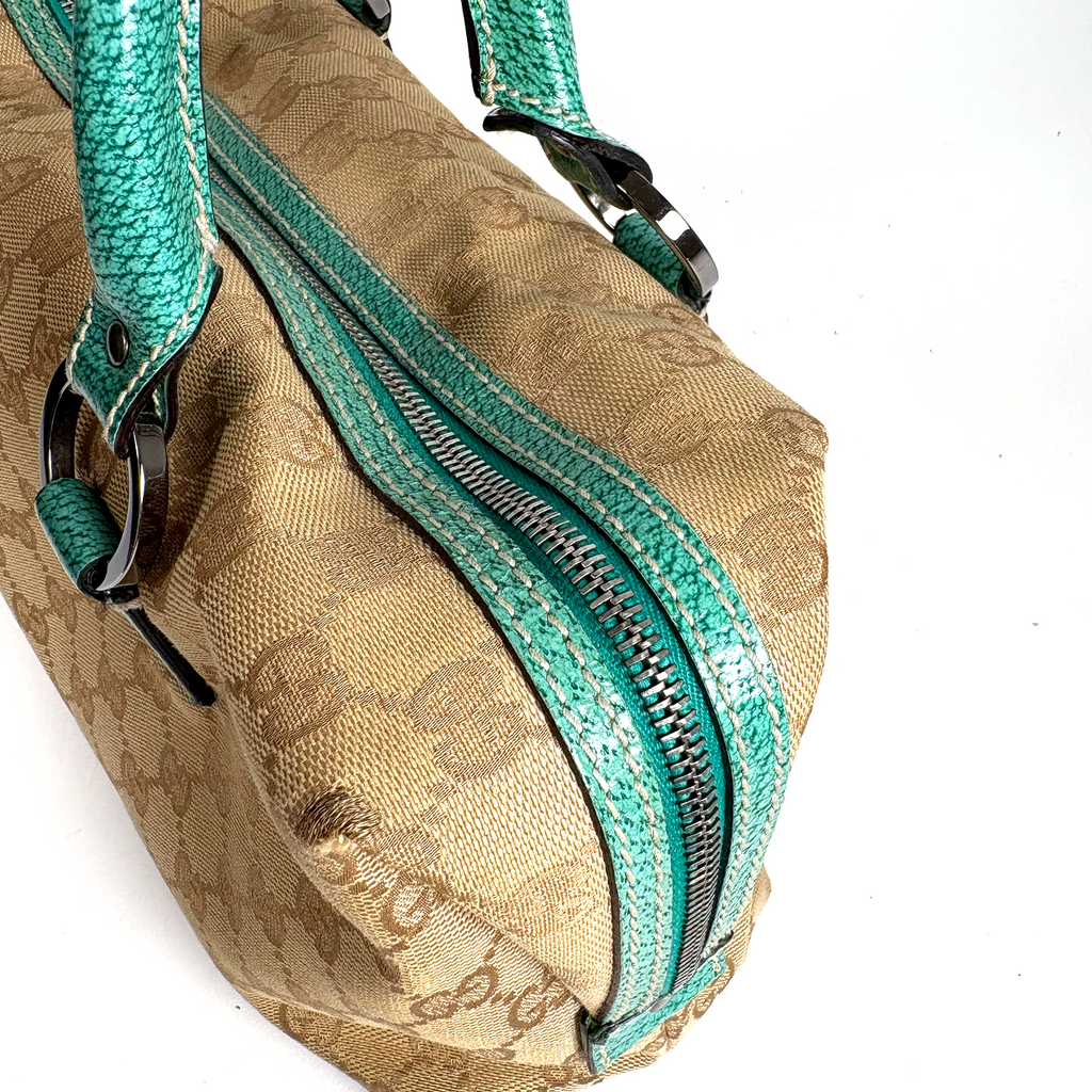 Gucci GG Canvas Boston Bag Turquoise