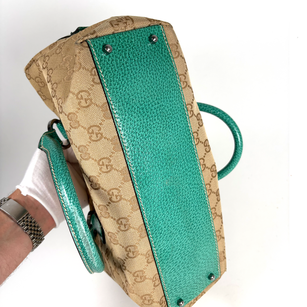 Gucci GG Canvas Boston Bag Turquoise