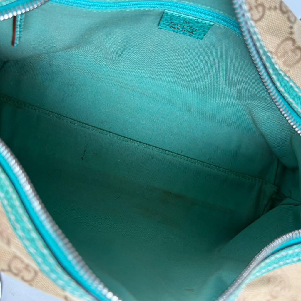 Gucci GG Canvas Boston Bag Turquoise
