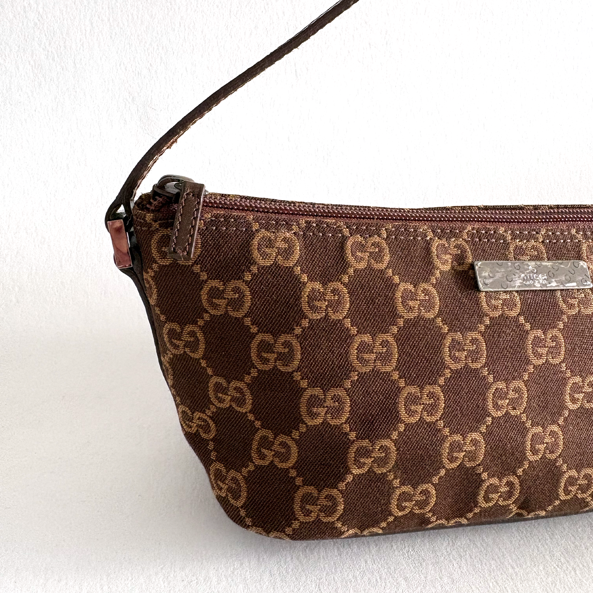 Gucci GG Canvas Boat Bag Brown