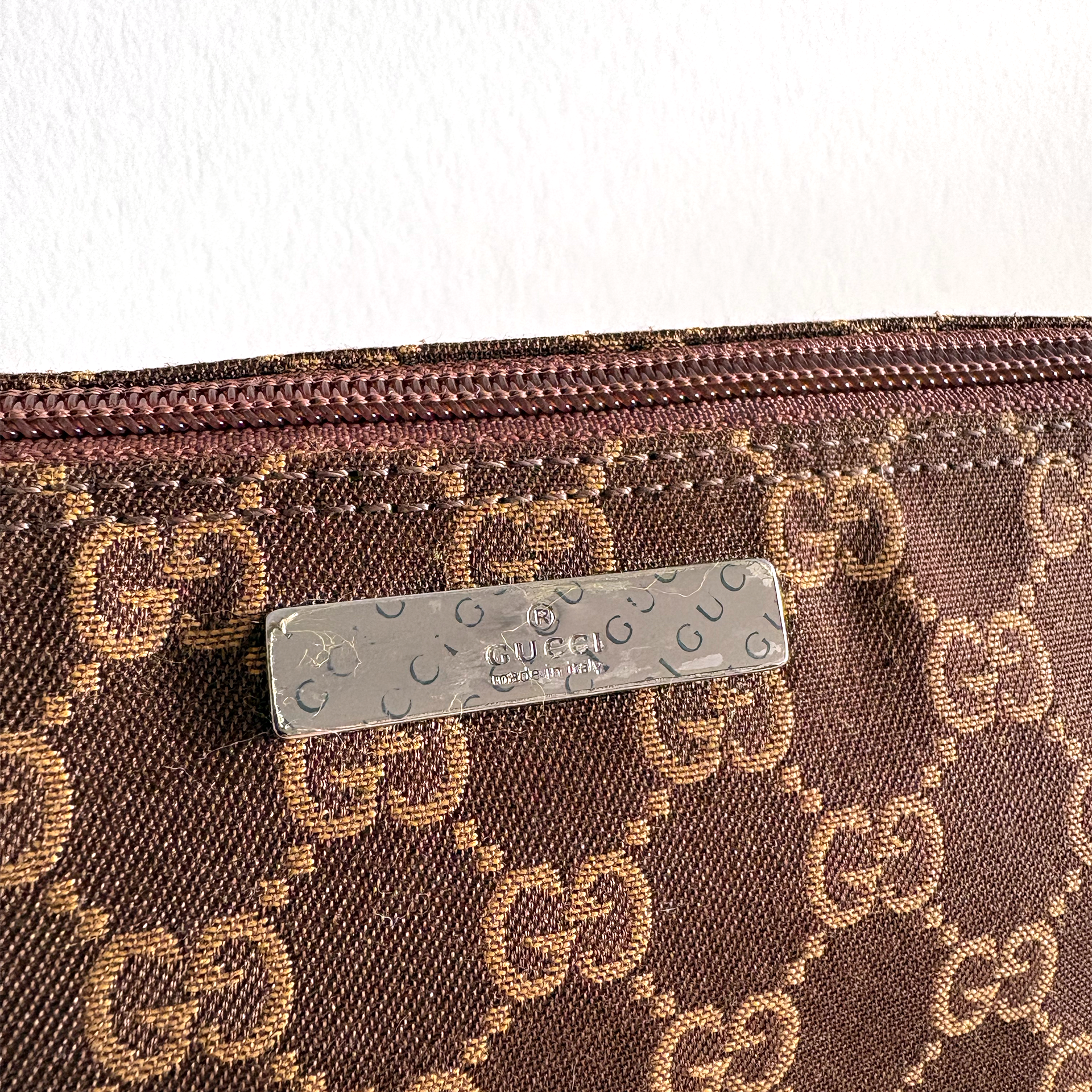 Gucci GG Canvas Boat Bag Brown