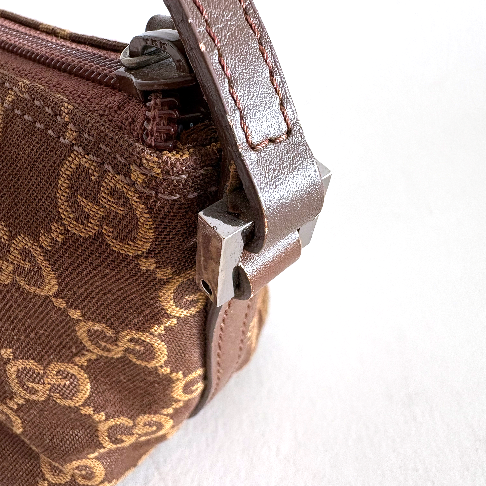 Gucci GG Canvas Boat Bag Brown