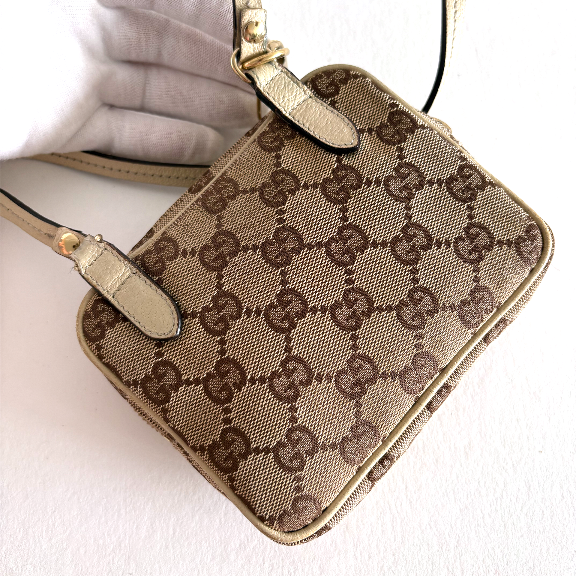 Gucci GG Canvas Crossbody Bag White