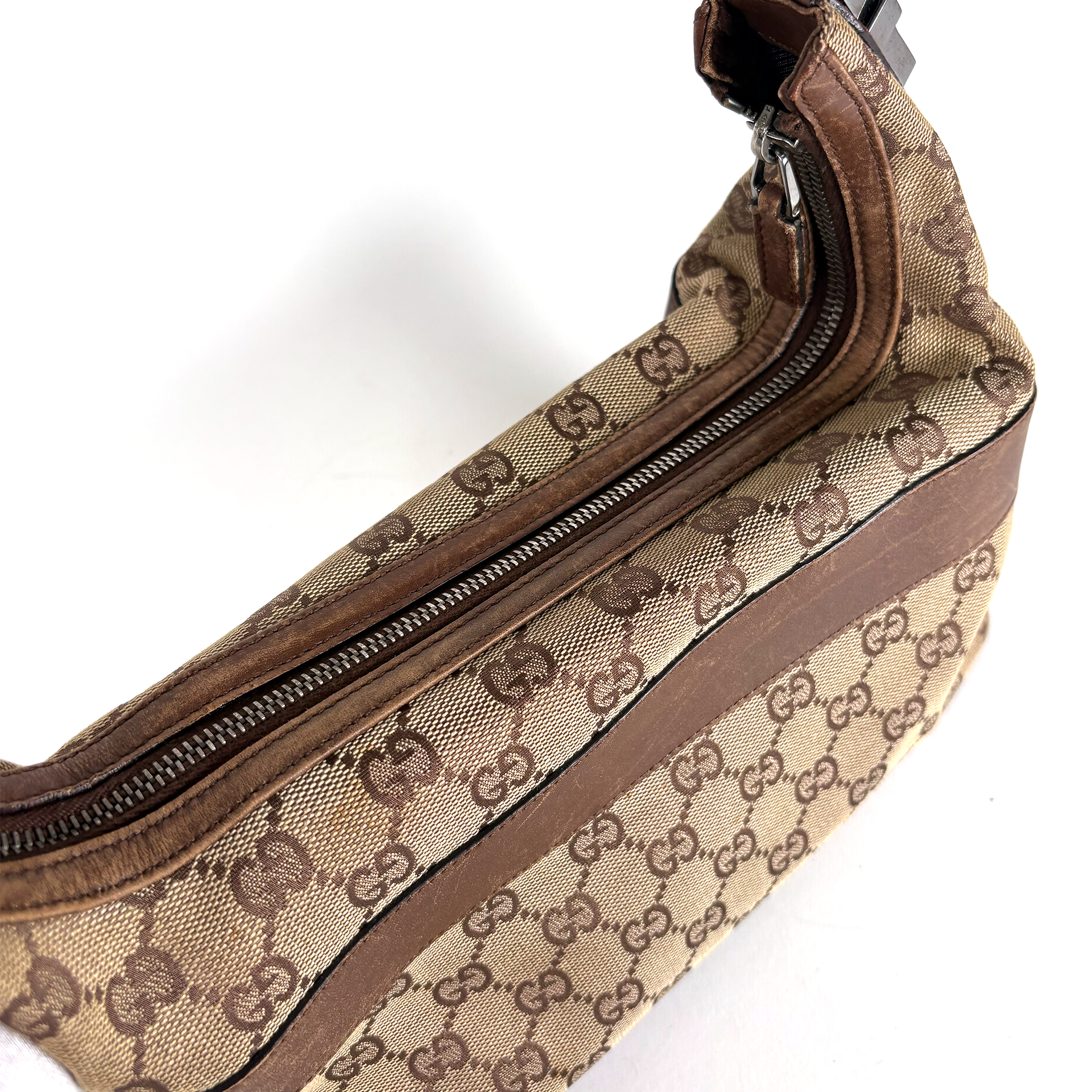 Gucci GG Shoulder Canvas Hobo Brown