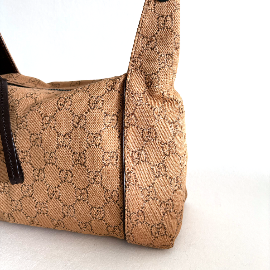 Gucci GG Canvas Leather Handbag Beige