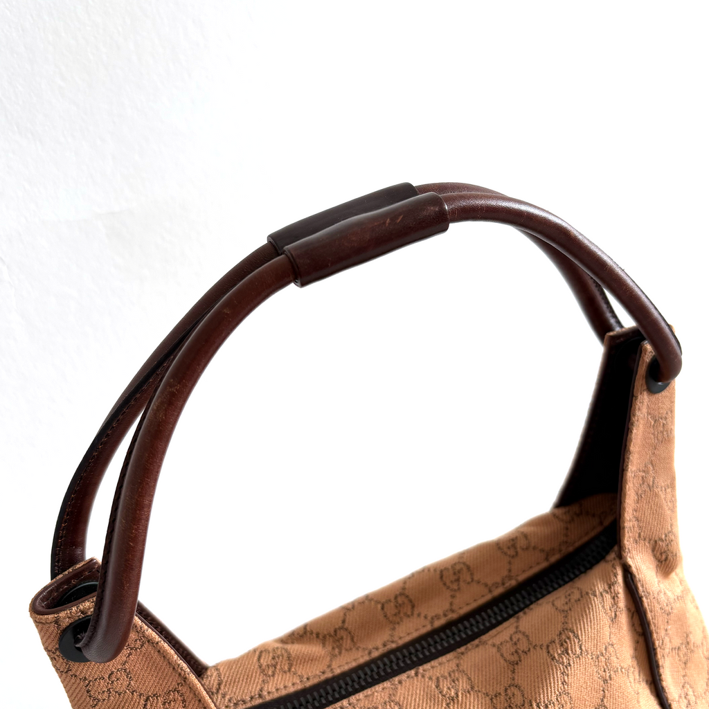 Gucci GG Canvas Leather Handbag Beige