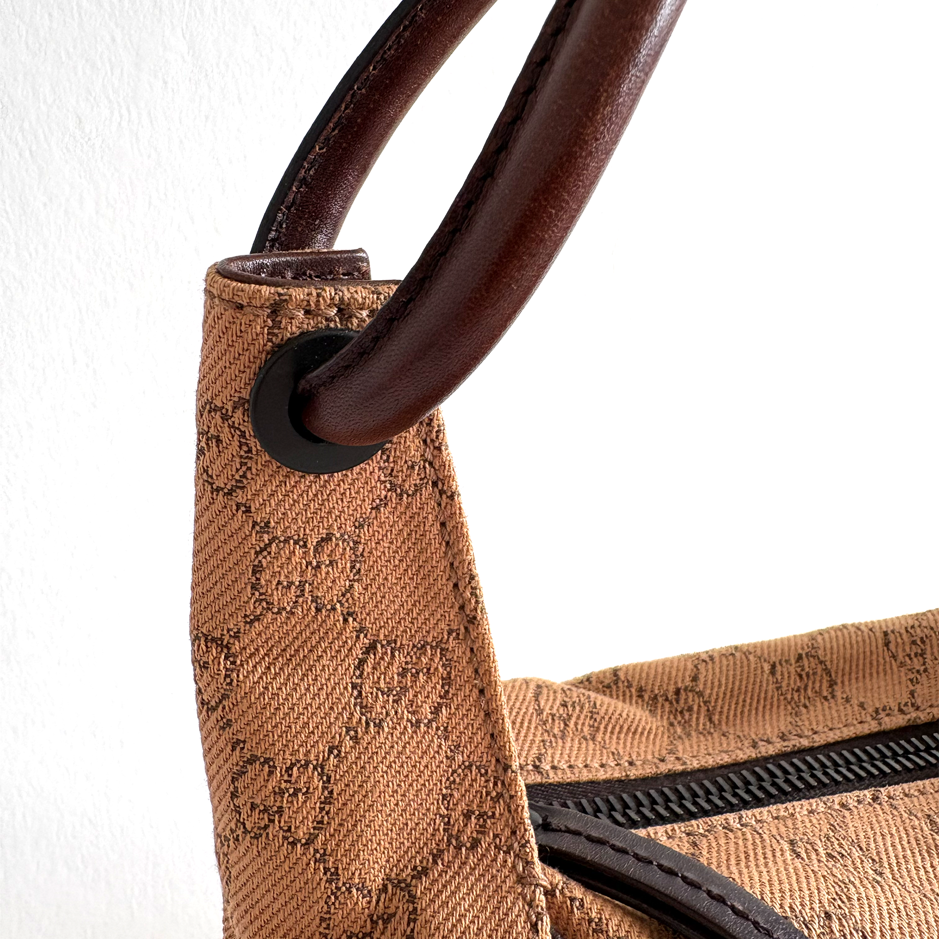 Gucci GG Canvas Leather Handbag Beige