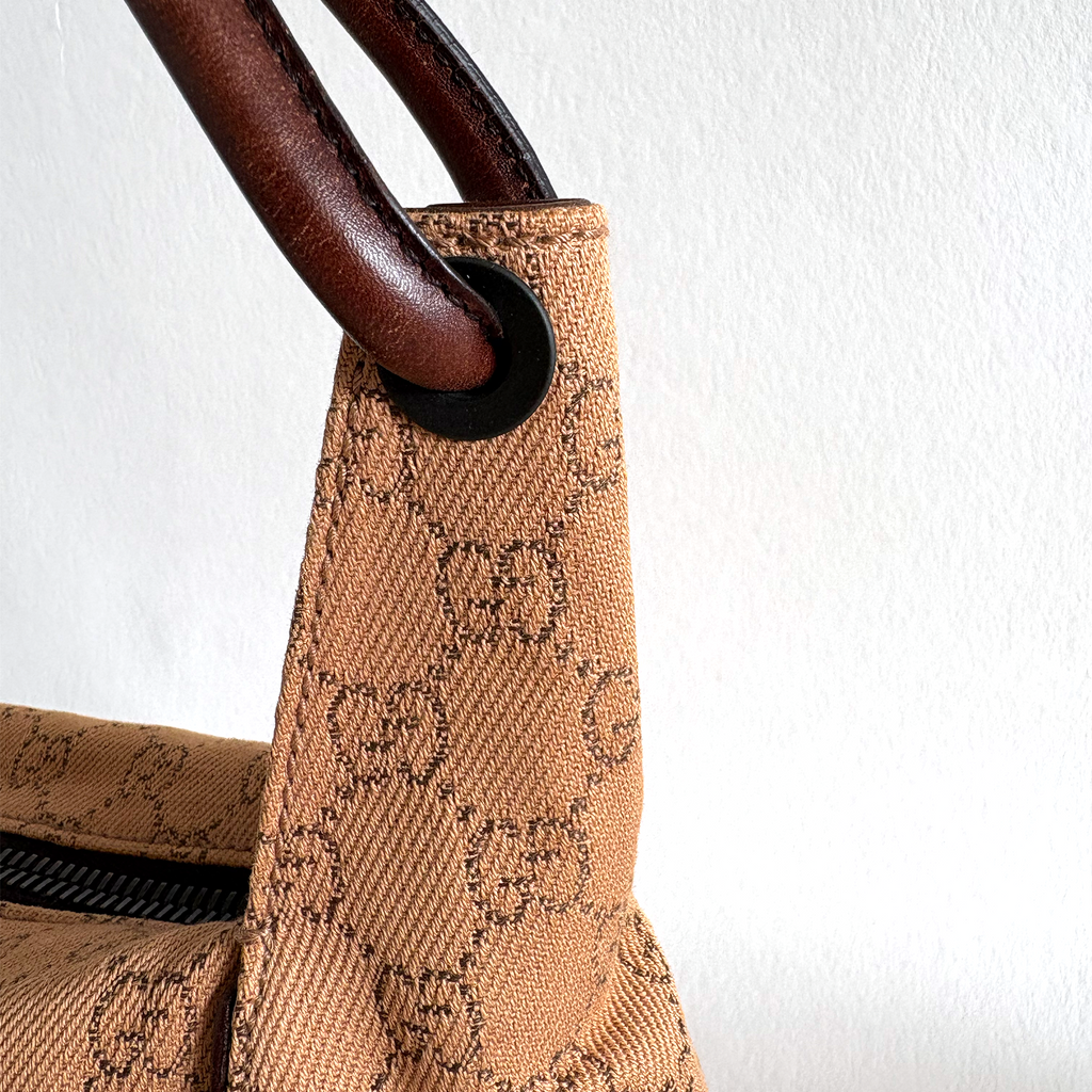 Gucci GG Canvas Leather Handbag Beige
