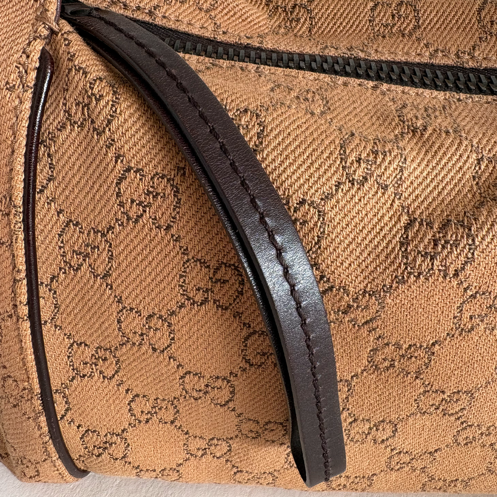 Gucci GG Canvas Leather Handbag Beige