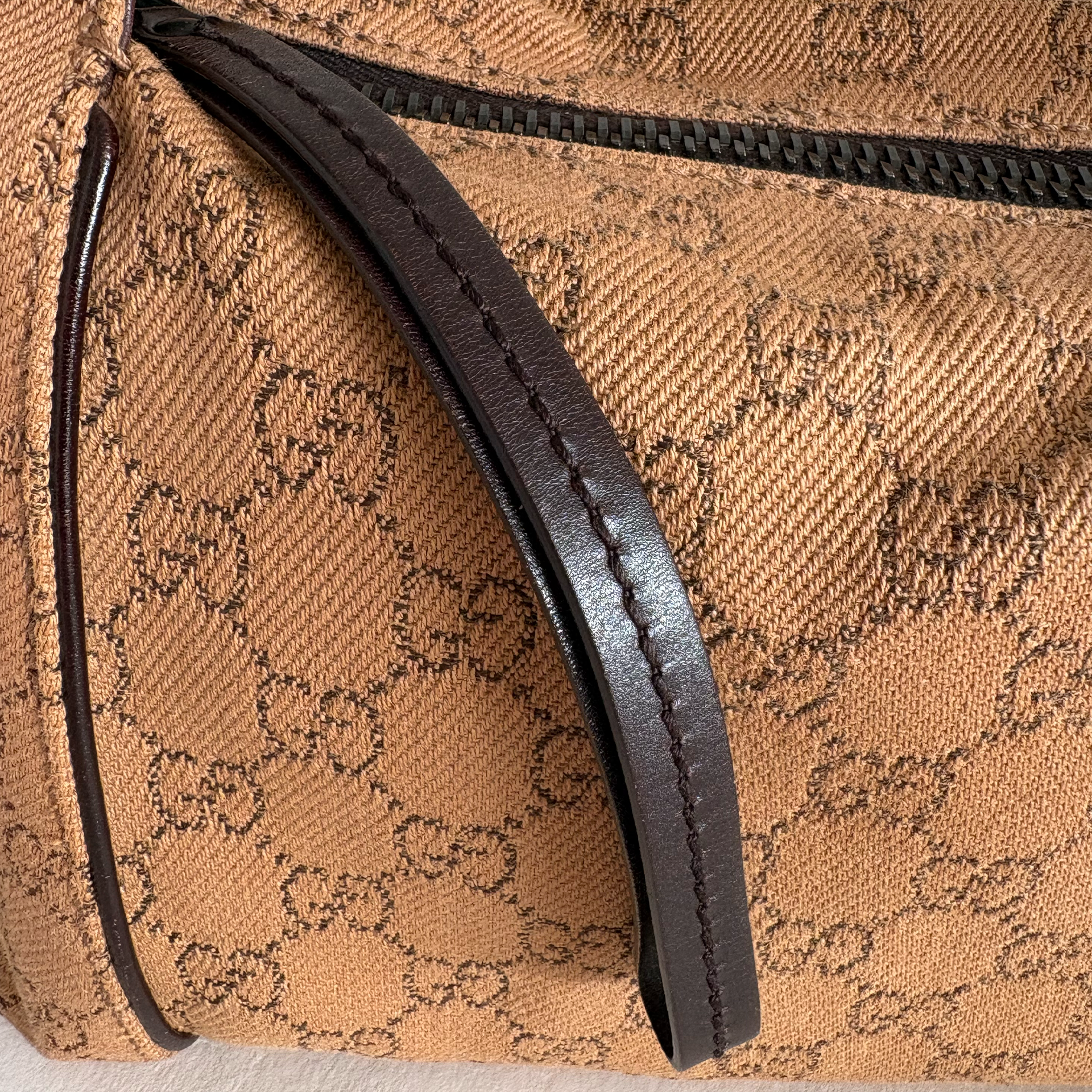 Gucci GG Canvas Leather Handbag Beige