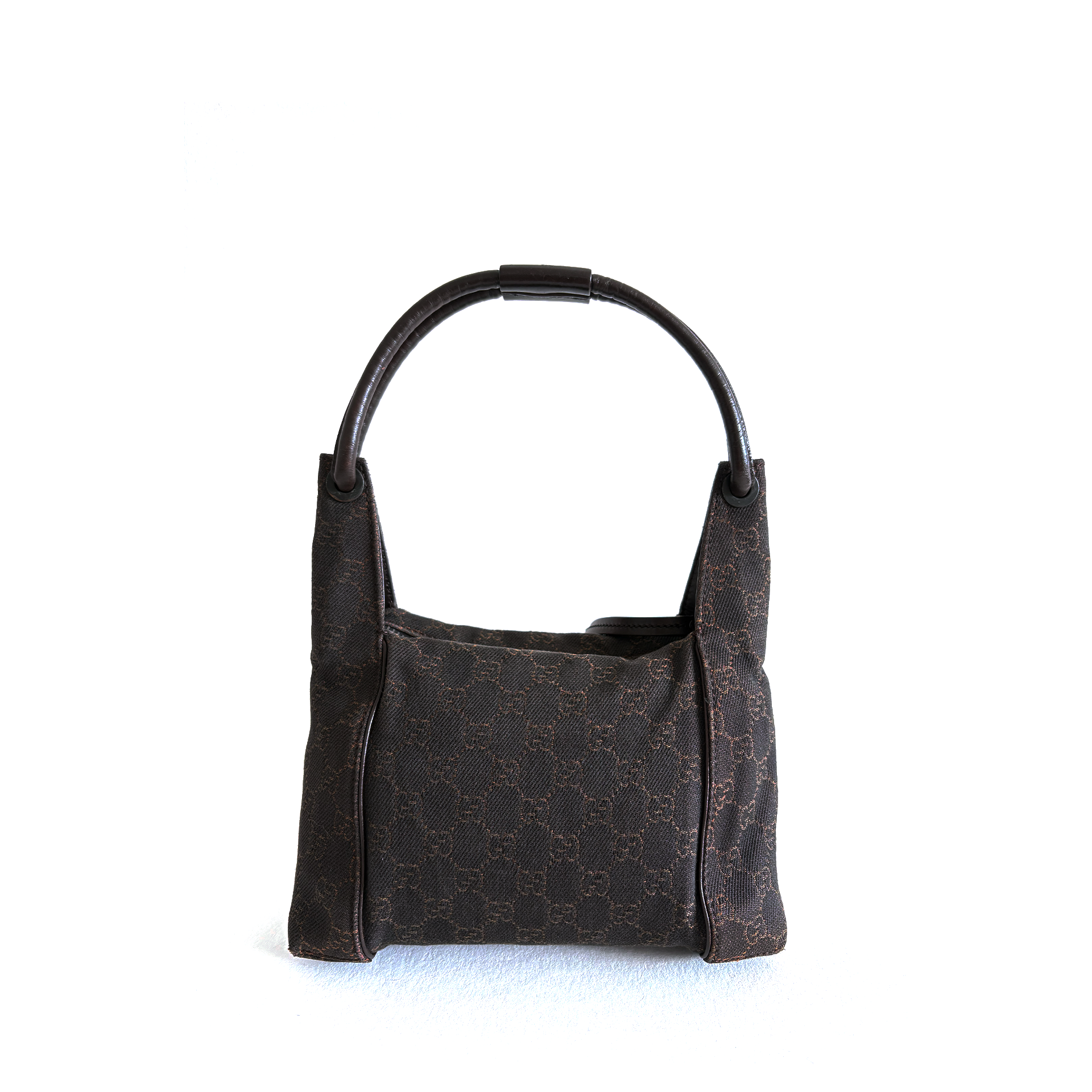 Gucci GG Canvas Leather Handbag Brown