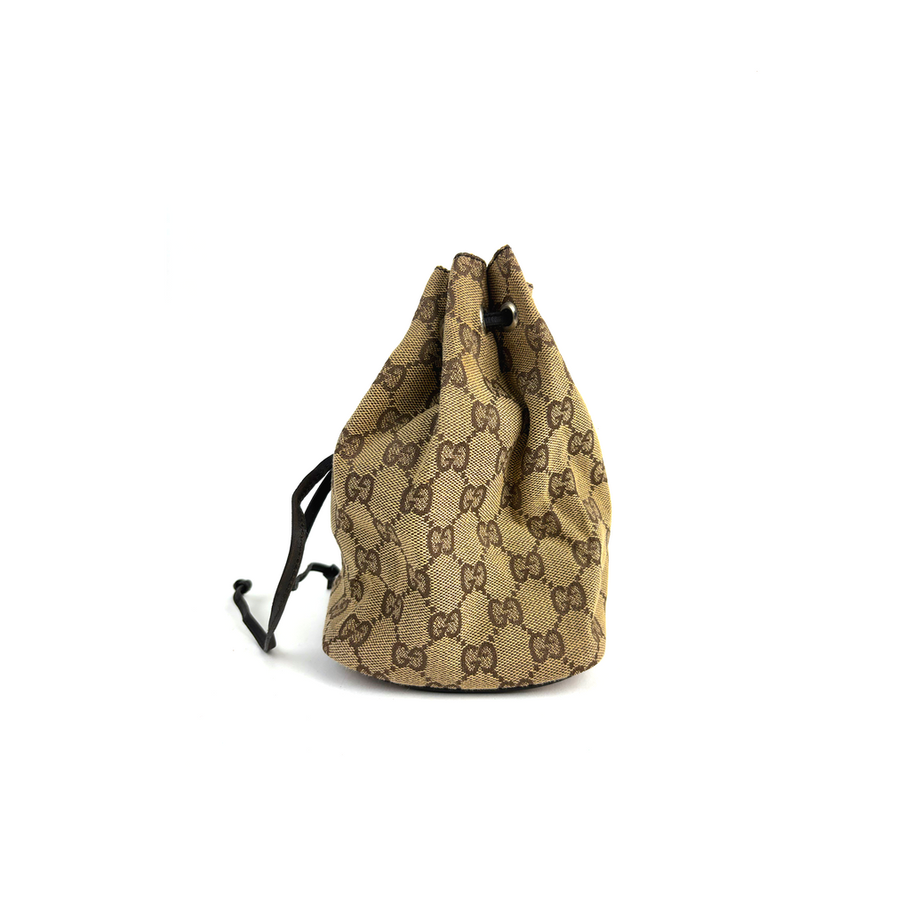 Gucci GG Canvas Pownstring Bag Beige Brown