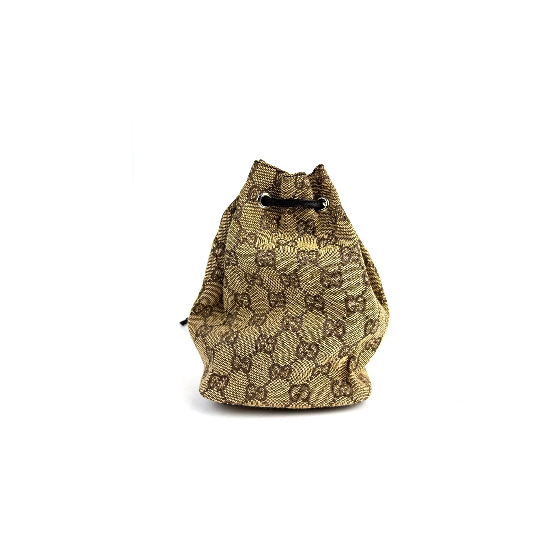 Gucci GG Canvas Pownstring Bag Beige Brown