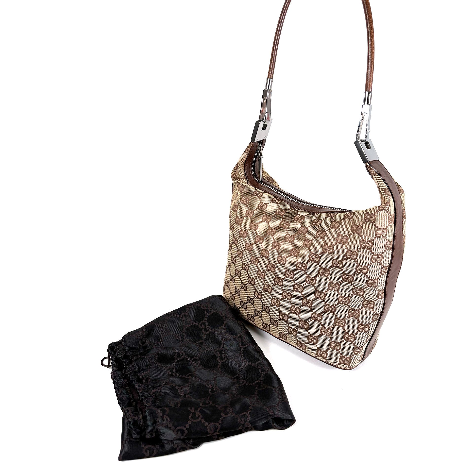 Gucci GG Hobo Canvas Clasp Brown