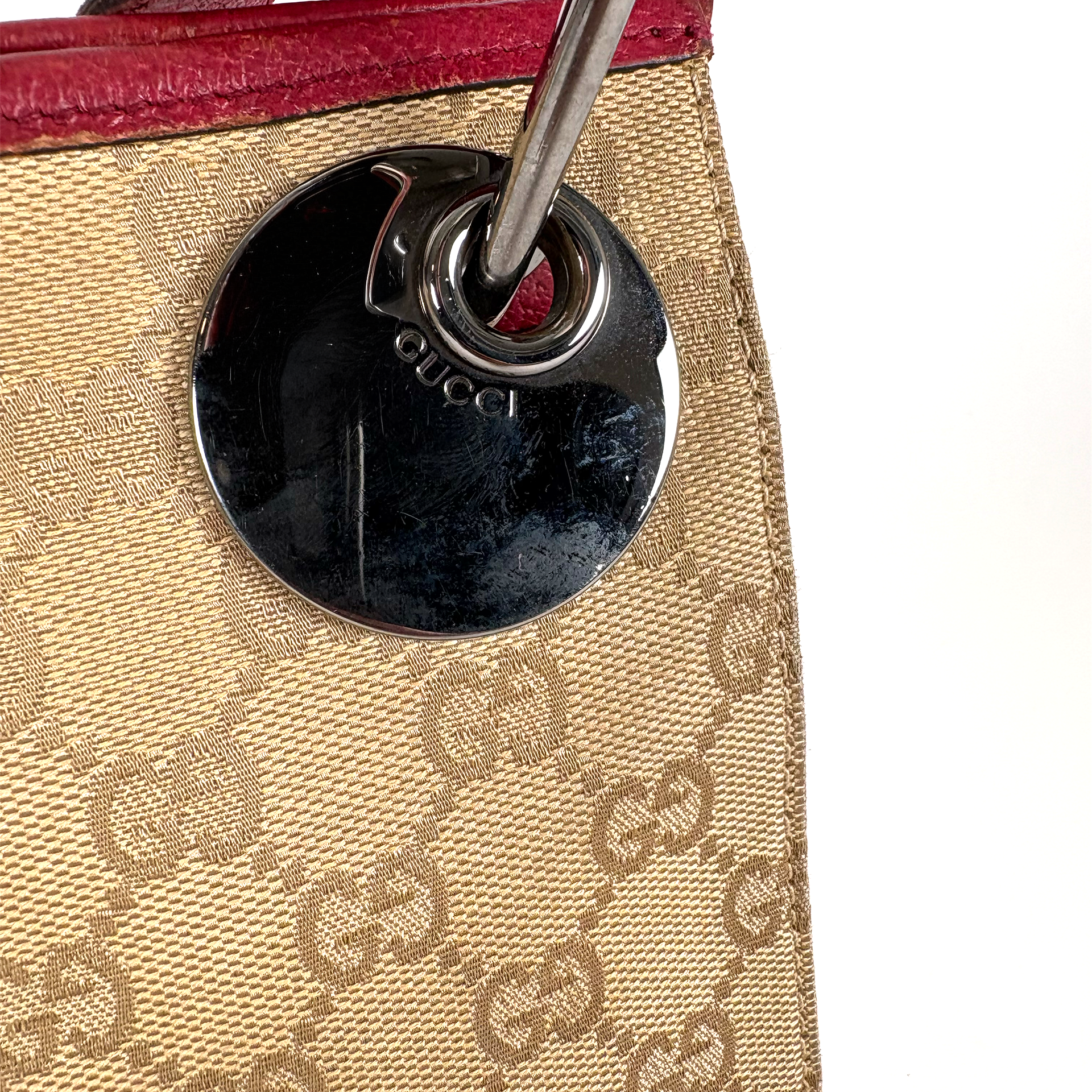 Gucci GG Canvas Ring Crossbody Burgundy Red