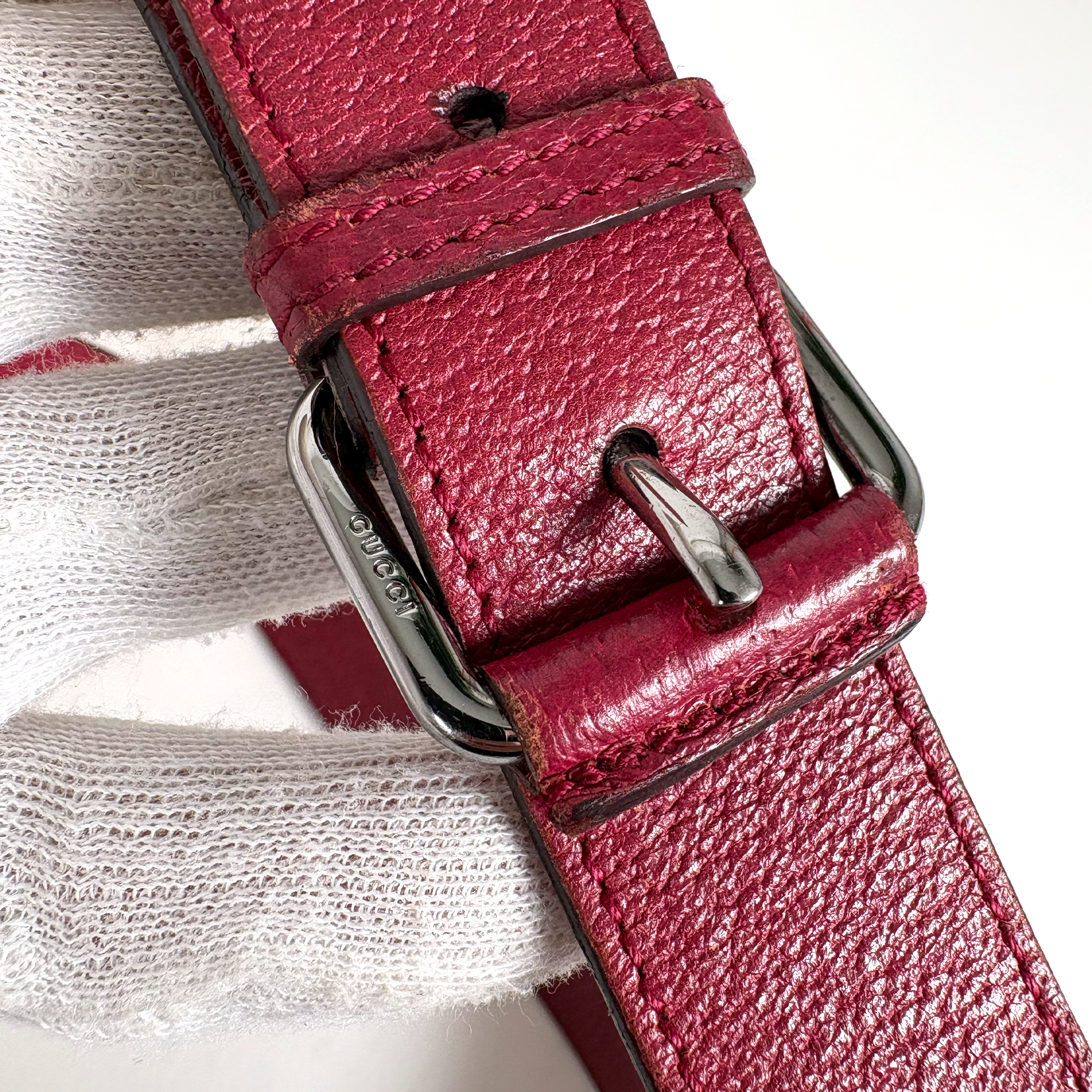 Gucci GG Canvas Ring Crossbody Burgundy Red