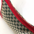 Gucci GG Canvas Shoulder Bag in beige with red leather details