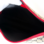 Gucci GG Canvas Shoulder Bag in beige with red leather details
