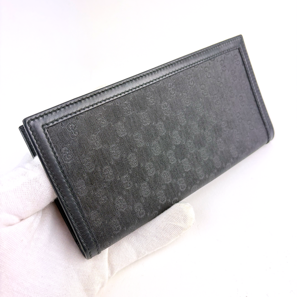 Gucci GG Shima Pattern Black Long Wallet