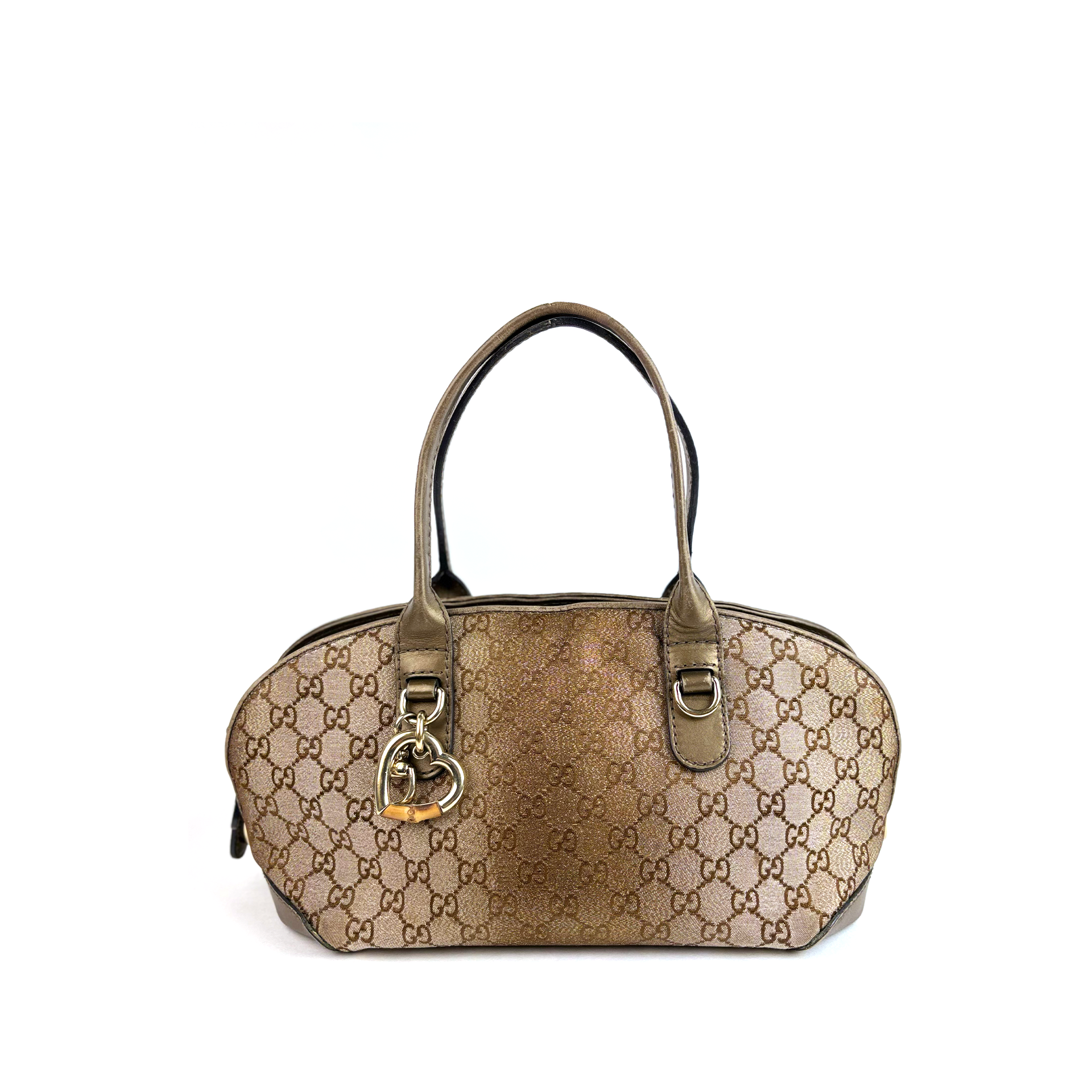 Gucci GG heart Bit Handbag Beige Gold