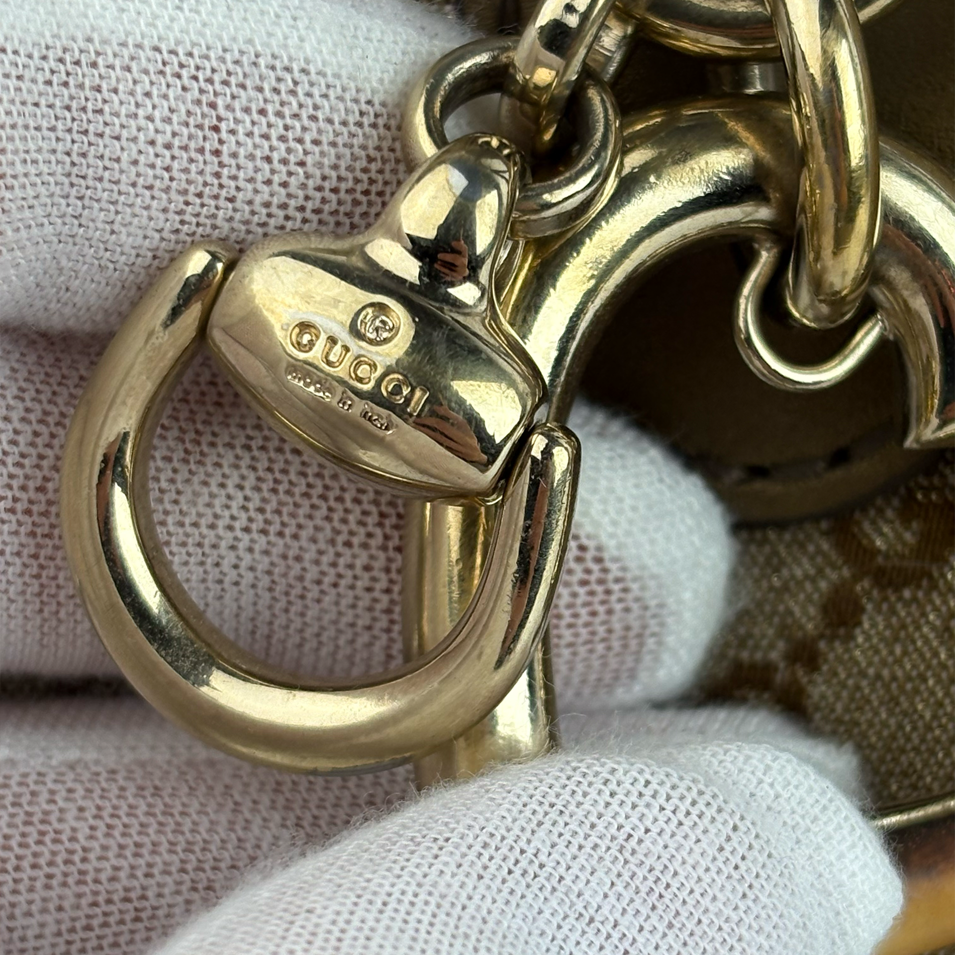 Gucci GG heart Bit Handbag Beige Gold